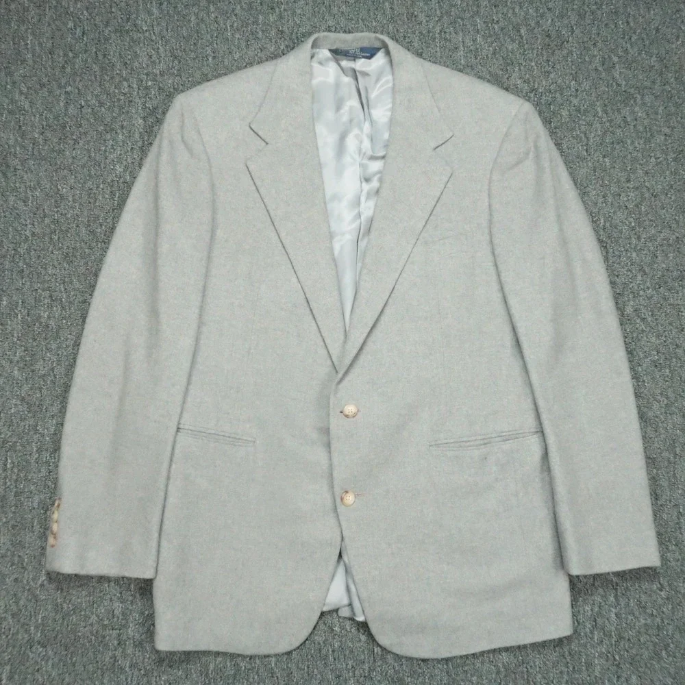 VINTAGE Polo Ralph Lauren Blazer Mens 41R Gray‎ Cashmere Sport Coat Jacket VTG